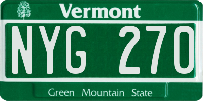 VT license plate NYG270