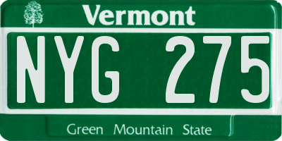 VT license plate NYG275