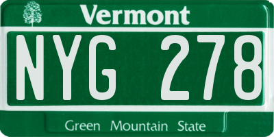 VT license plate NYG278