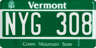VT license plate NYG308