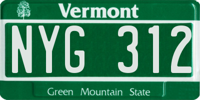 VT license plate NYG312