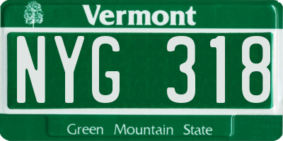 VT license plate NYG318
