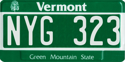 VT license plate NYG323