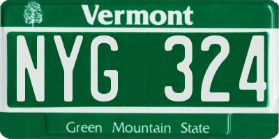VT license plate NYG324