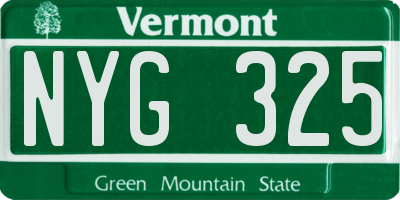 VT license plate NYG325