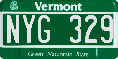 VT license plate NYG329