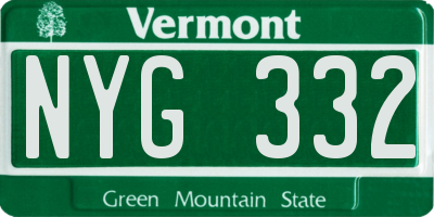 VT license plate NYG332
