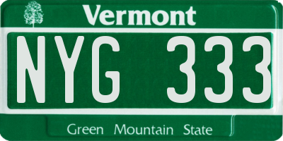 VT license plate NYG333