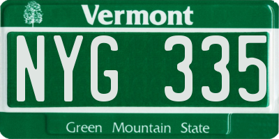 VT license plate NYG335
