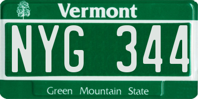 VT license plate NYG344