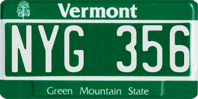 VT license plate NYG356