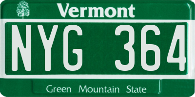 VT license plate NYG364