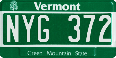 VT license plate NYG372