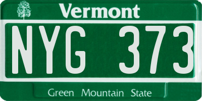 VT license plate NYG373