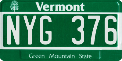 VT license plate NYG376