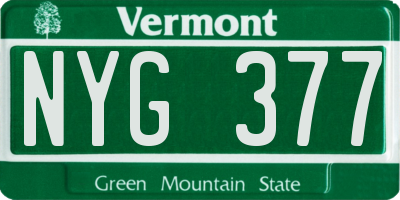 VT license plate NYG377