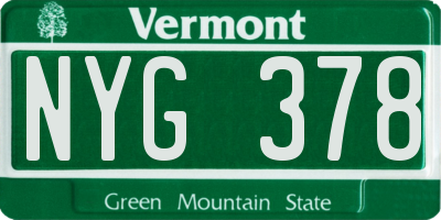 VT license plate NYG378