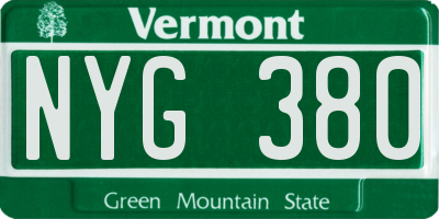 VT license plate NYG380