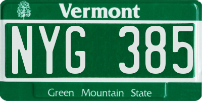VT license plate NYG385