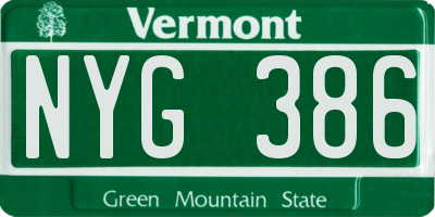 VT license plate NYG386