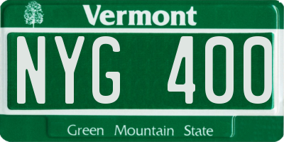 VT license plate NYG400
