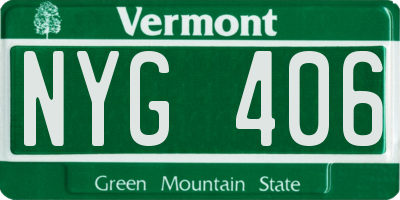 VT license plate NYG406