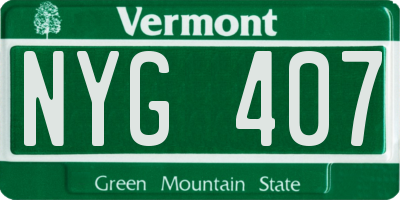 VT license plate NYG407