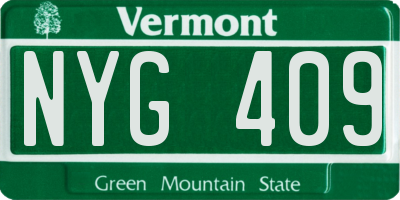 VT license plate NYG409