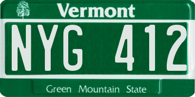 VT license plate NYG412