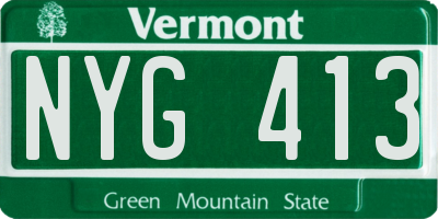 VT license plate NYG413