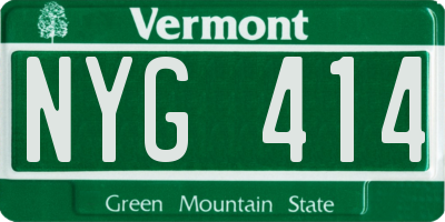 VT license plate NYG414