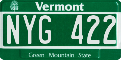 VT license plate NYG422
