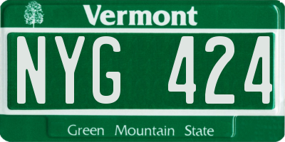 VT license plate NYG424