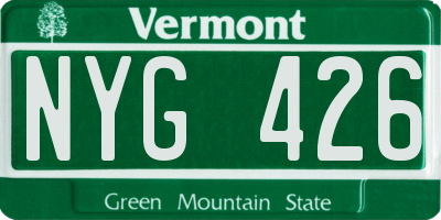 VT license plate NYG426