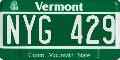 VT license plate NYG429