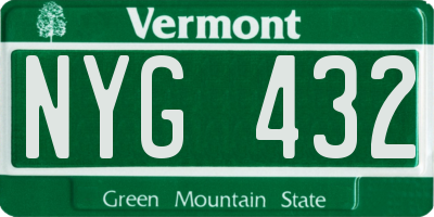 VT license plate NYG432