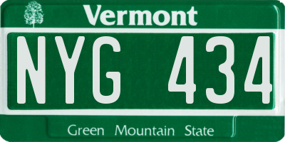 VT license plate NYG434