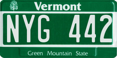 VT license plate NYG442