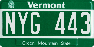 VT license plate NYG443