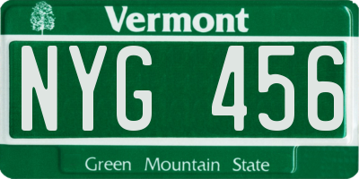 VT license plate NYG456