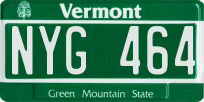 VT license plate NYG464