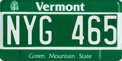 VT license plate NYG465
