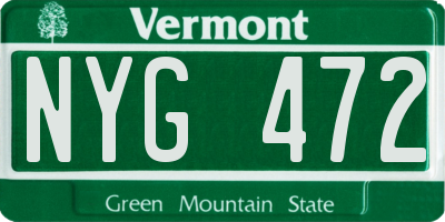 VT license plate NYG472