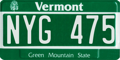 VT license plate NYG475