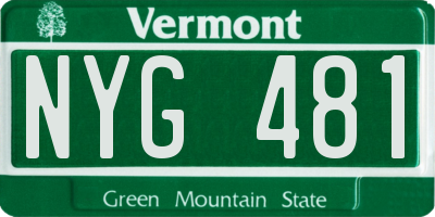 VT license plate NYG481