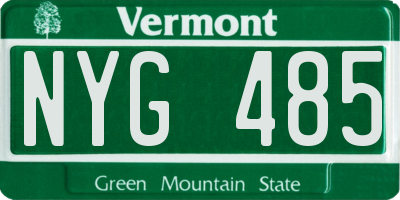 VT license plate NYG485