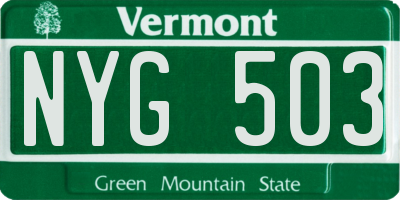 VT license plate NYG503