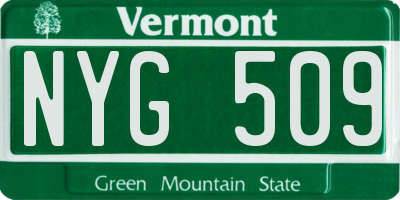 VT license plate NYG509