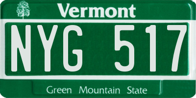 VT license plate NYG517