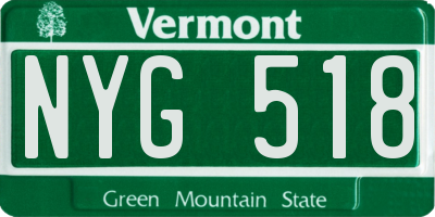 VT license plate NYG518